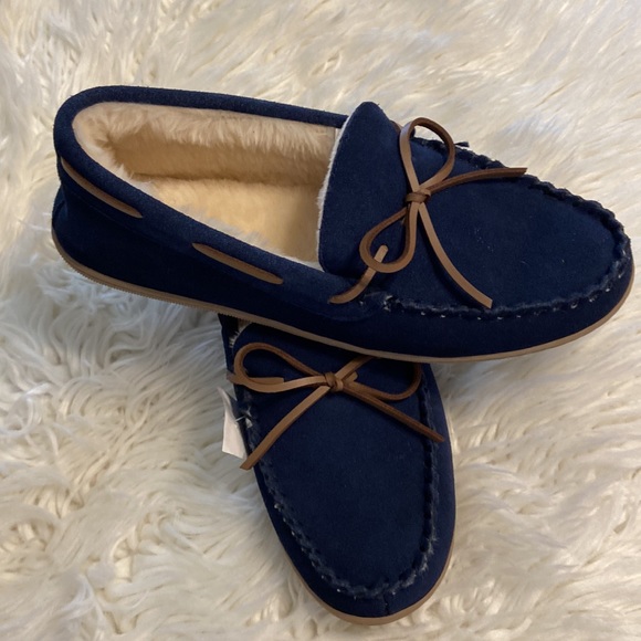 J.Crew Man Moccasin Slippers navy blue brand new with tag size 11 leather upper - Picture 16 of 16